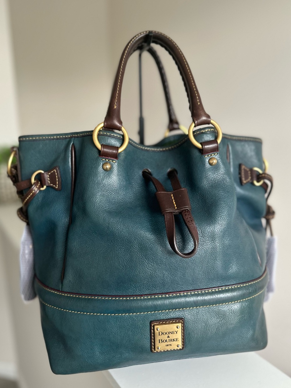 Dooney & Bourke Rare Florentine Leather Buckley Bag in Color Denim Teal